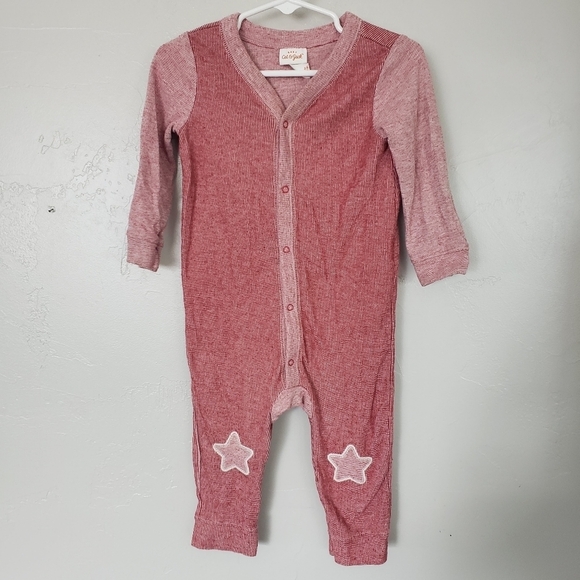 Cat & Jack Baby 12 Months Red One Piece Footless Outfit Star Knees Boy Girl - Picture 1 of 5